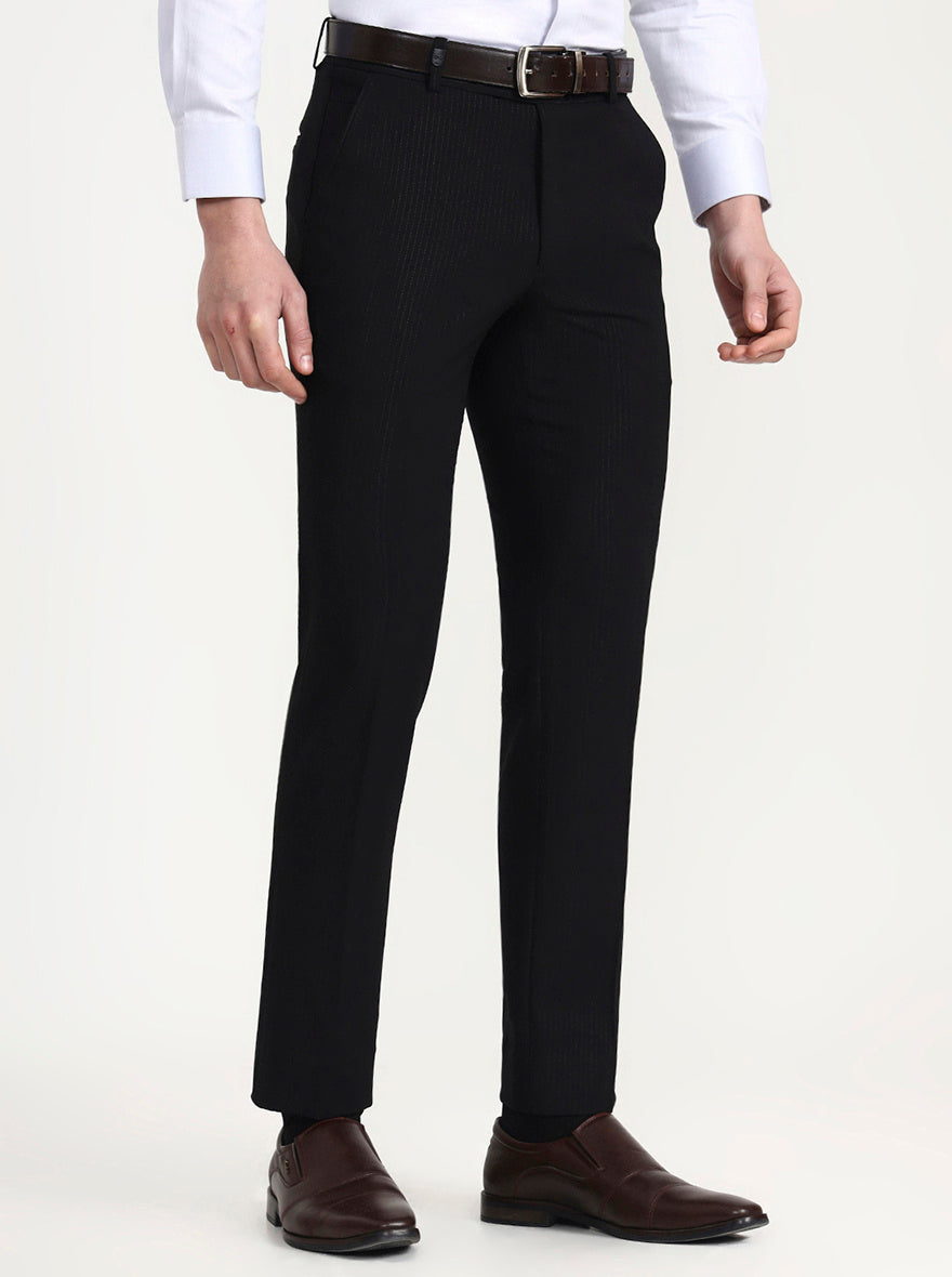 Black Solid Slim Fit Formal Trouser | Wyre