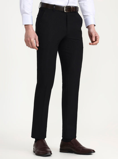 Black Solid Slim Fit Formal Trouser | Wyre