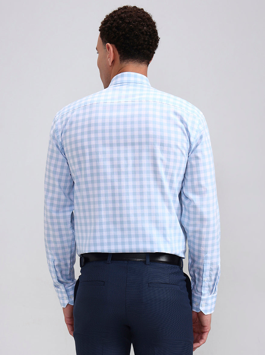 White Blue Checked Regular Fit Formal Shirt | JadeBlue