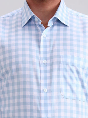 White Blue Checked Regular Fit Formal Shirt | JadeBlue