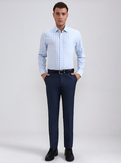 White Blue Checked Regular Fit Formal Shirt | JadeBlue