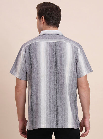 Black Striped Slim Fit Casual Shirt | JadeBlue