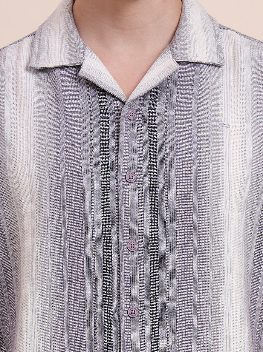 Black Striped Slim Fit Casual Shirt | JadeBlue