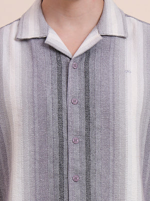 Black Striped Slim Fit Casual Shirt | JadeBlue