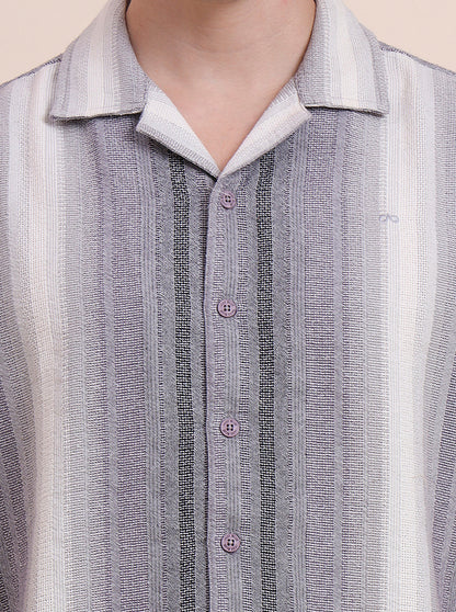 Black Striped Slim Fit Casual Shirt | JadeBlue