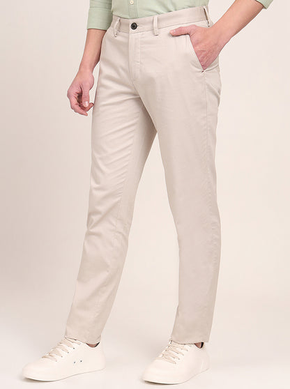 Fawn Beige Printed Uno Fit Casual Trouser | JadeBlue