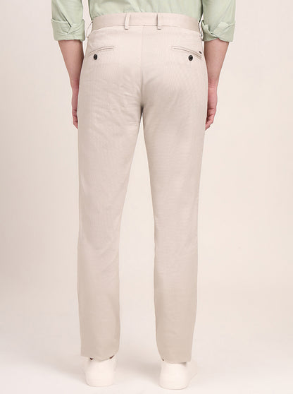 Fawn Beige Printed Uno Fit Casual Trouser | JadeBlue