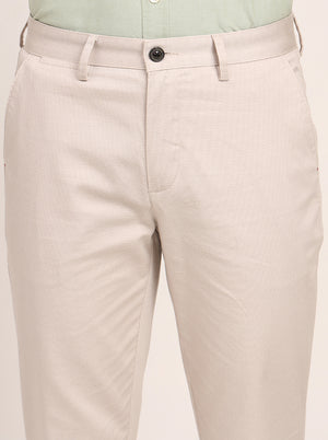 Fawn Beige Printed Uno Fit Casual Trouser | JadeBlue