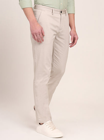 Fawn Beige Printed Uno Fit Casual Trouser | JadeBlue