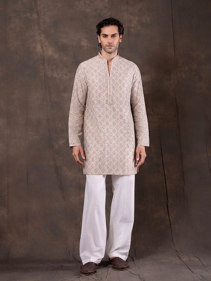 Cream Printed  Kurta Pajama | Virasana