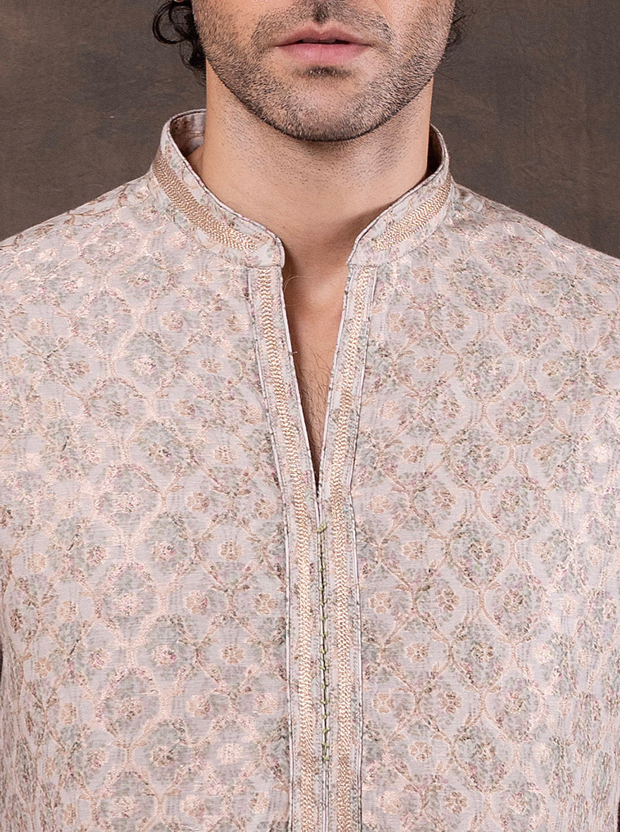 Cream Printed  Kurta Pajama | Virasana