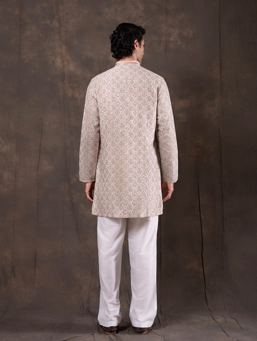 Cream Printed  Kurta Pajama | Virasana