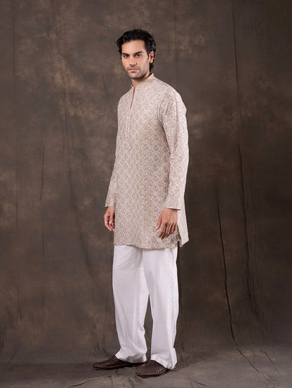 Cream Printed  Kurta Pajama | Virasana