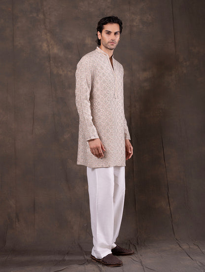 Cream Printed  Kurta Pajama | Virasana