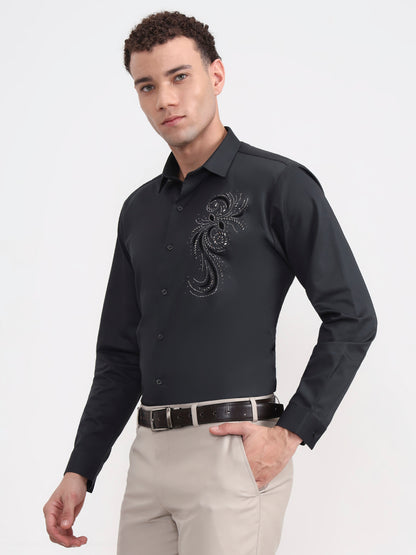 Green Solid Slim Fit Party Wear Shirt | Wyre