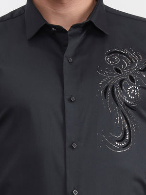 Green Solid Slim Fit Party Wear Shirt | Wyre