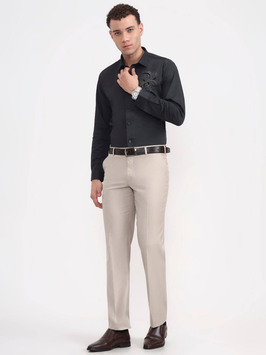 Green Solid Slim Fit Party Wear Shirt | Wyre
