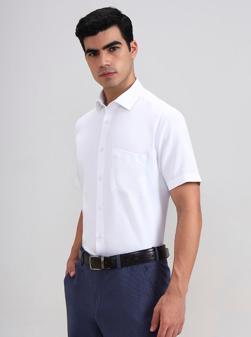 White Solid Regular Fit Formal Shirt | Greenfibre