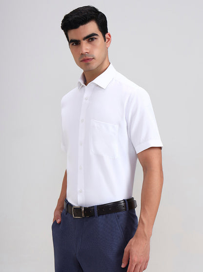 White Solid Regular Fit Formal Shirt | Greenfibre