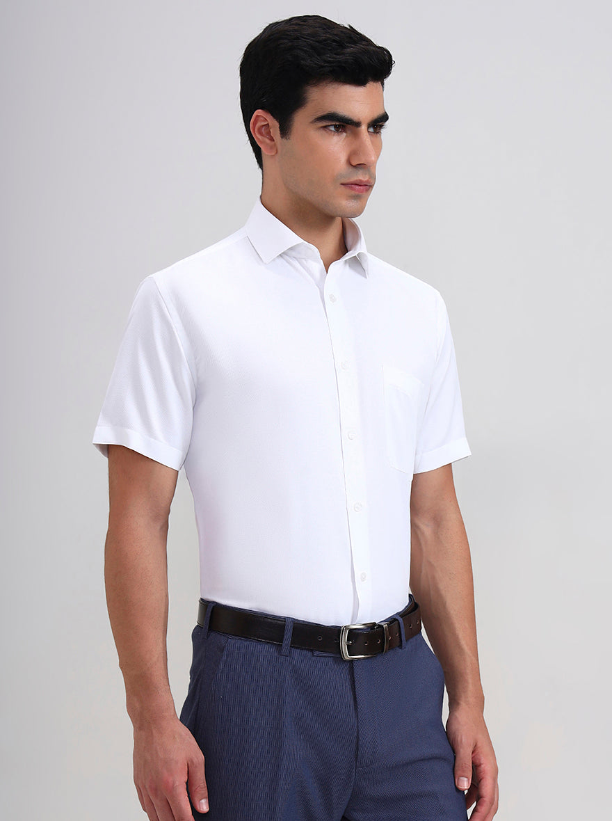 White Solid Regular Fit Formal Shirt | Greenfibre