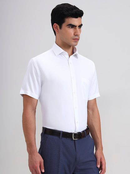 White Solid Regular Fit Formal Shirt | Greenfibre