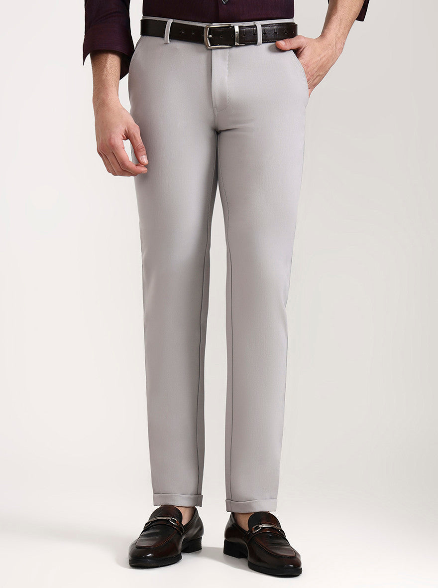 Grey Solid Slim Fit Club Wear Trouser | Wyre
