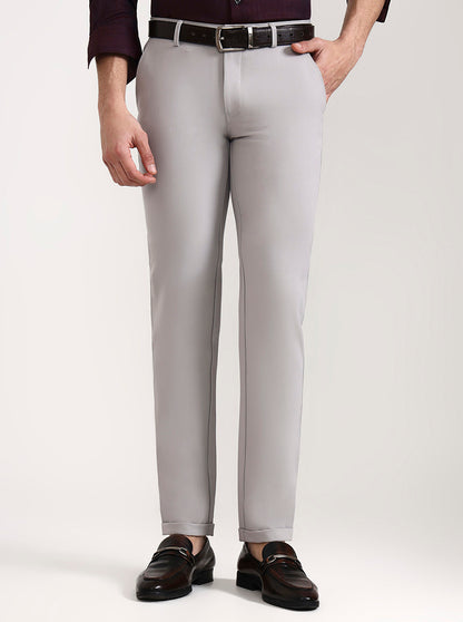 Grey Solid Slim Fit Club Wear Trouser | Wyre