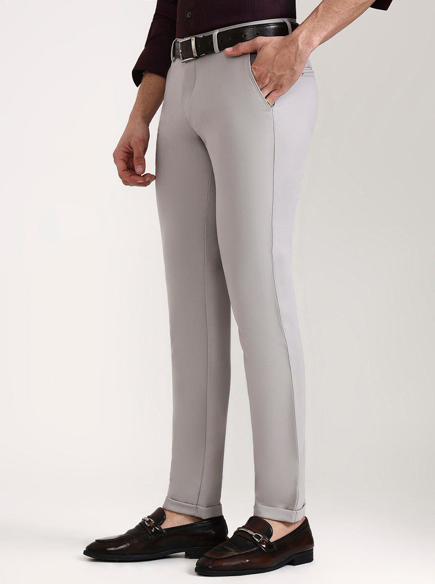 Grey Solid Slim Fit Club Wear Trouser | Wyre