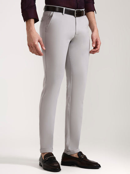 Grey Solid Slim Fit Club Wear Trouser | Wyre