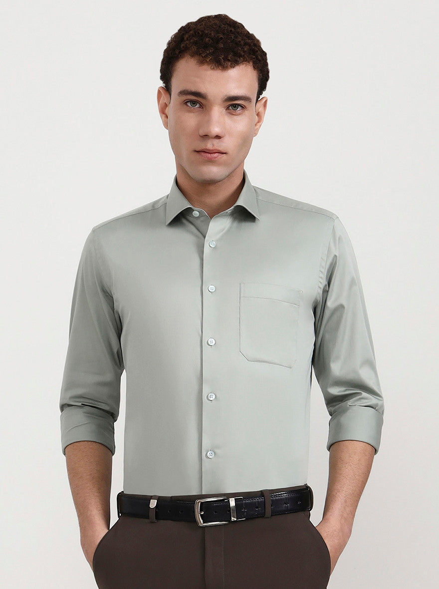 Light Pista Solid Slim Fit Formal Shirt | Metal