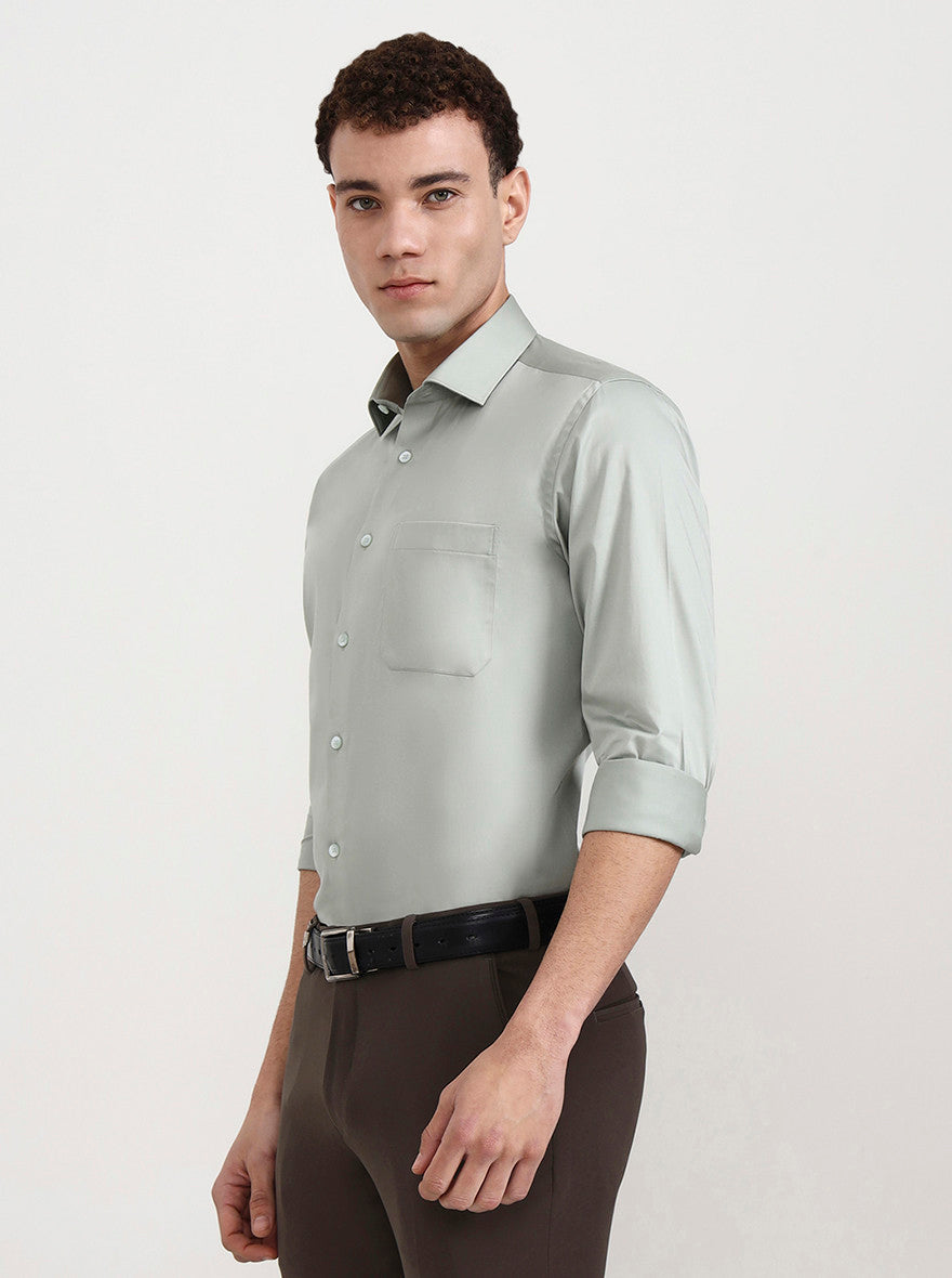 Light Pista Solid Slim Fit Formal Shirt | Metal