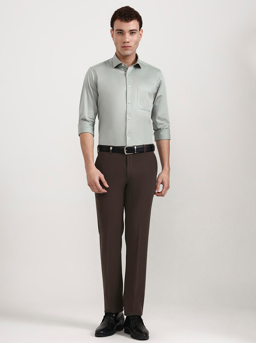 Light Pista Solid Slim Fit Formal Shirt | Metal