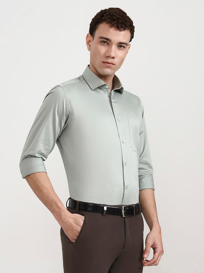 Light Pista Solid Slim Fit Formal Shirt | Metal