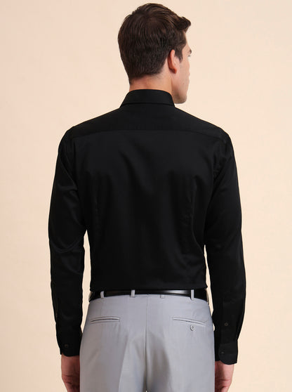 Black Solid Slim Fit Formal Shirt | Metal