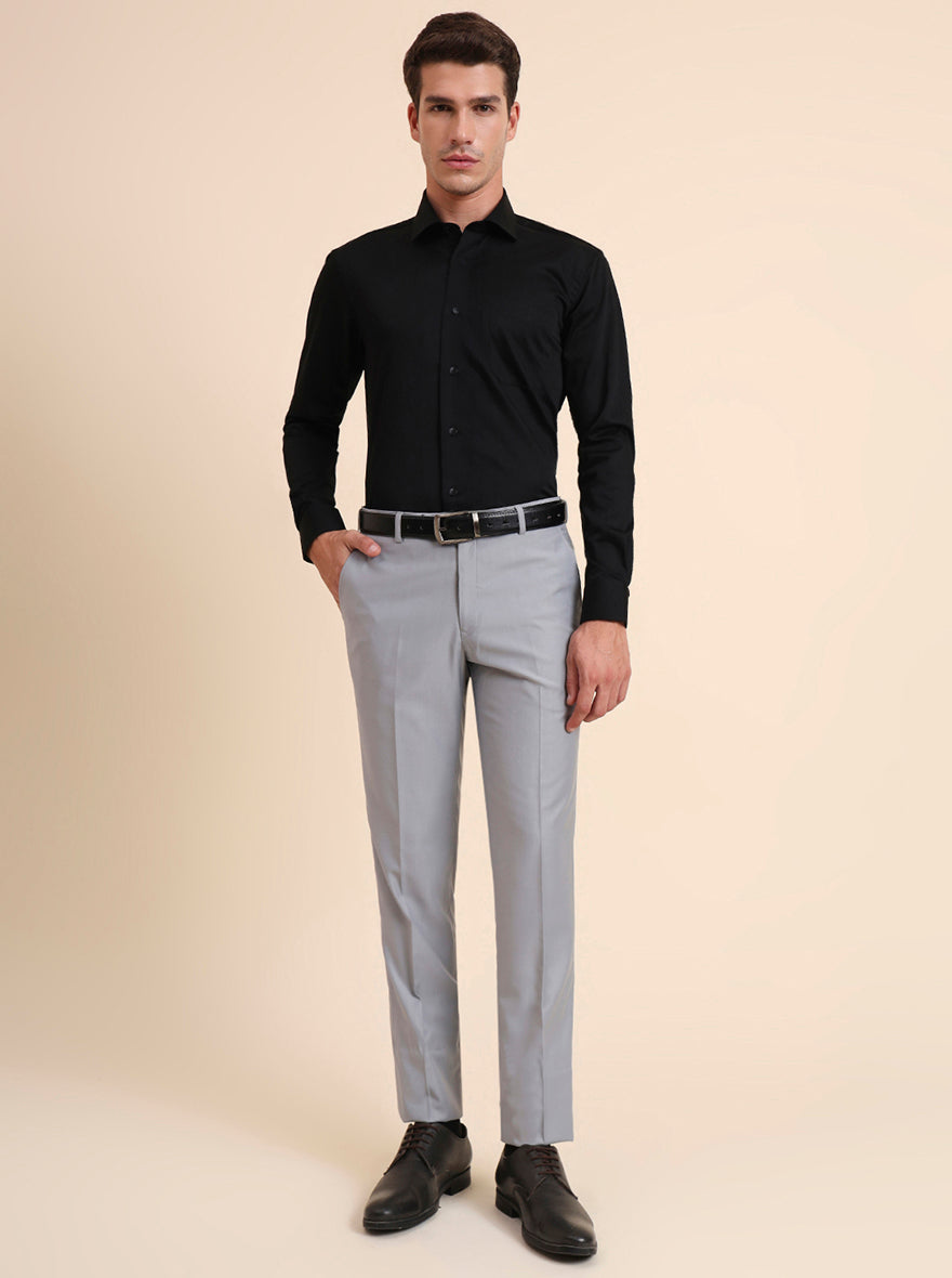 Black Solid Slim Fit Formal Shirt | Metal
