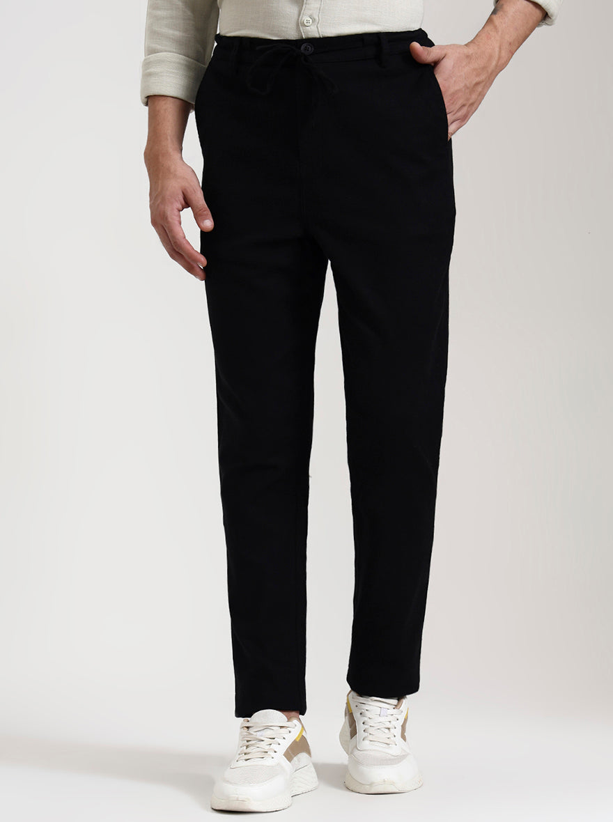 Black Solid Regular Fit Track Pant | JadeBlue