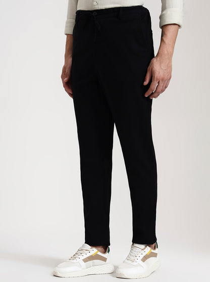 Black Solid Regular Fit Track Pant | JadeBlue