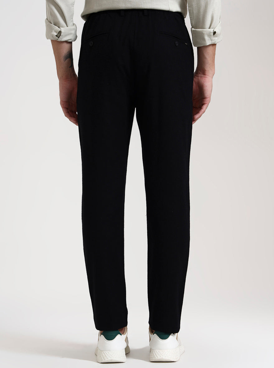 Black Solid Regular Fit Track Pant | JadeBlue