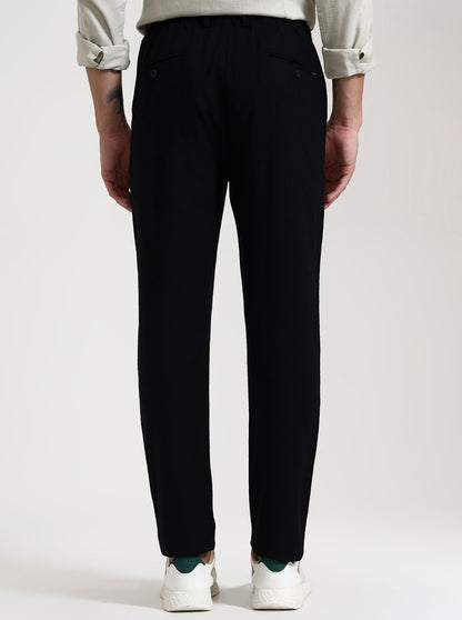 Black Solid Regular Fit Track Pant | JadeBlue