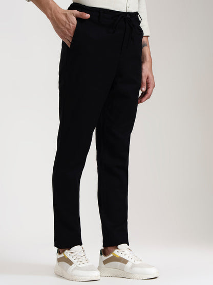 Black Solid Regular Fit Track Pant | JadeBlue