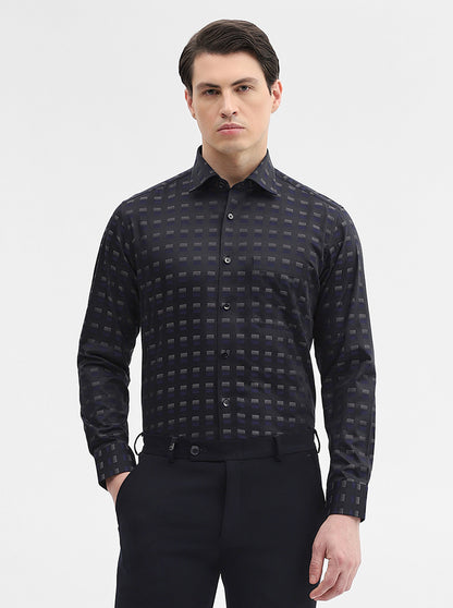 Black & Grey Printed Slim Fit Formal Shirt | Metal