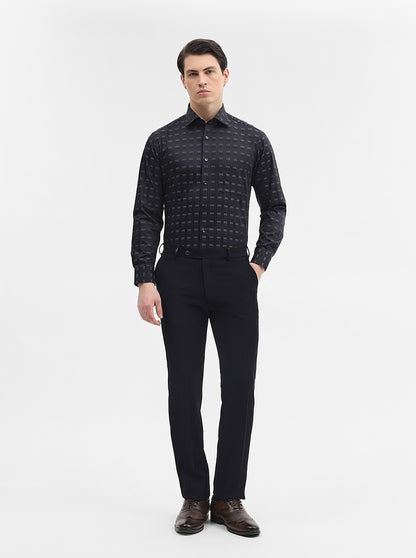 Black & Grey Printed Slim Fit Formal Shirt | Metal