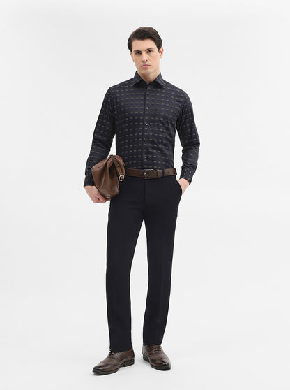 Black & Grey Printed Slim Fit Formal Shirt | Metal