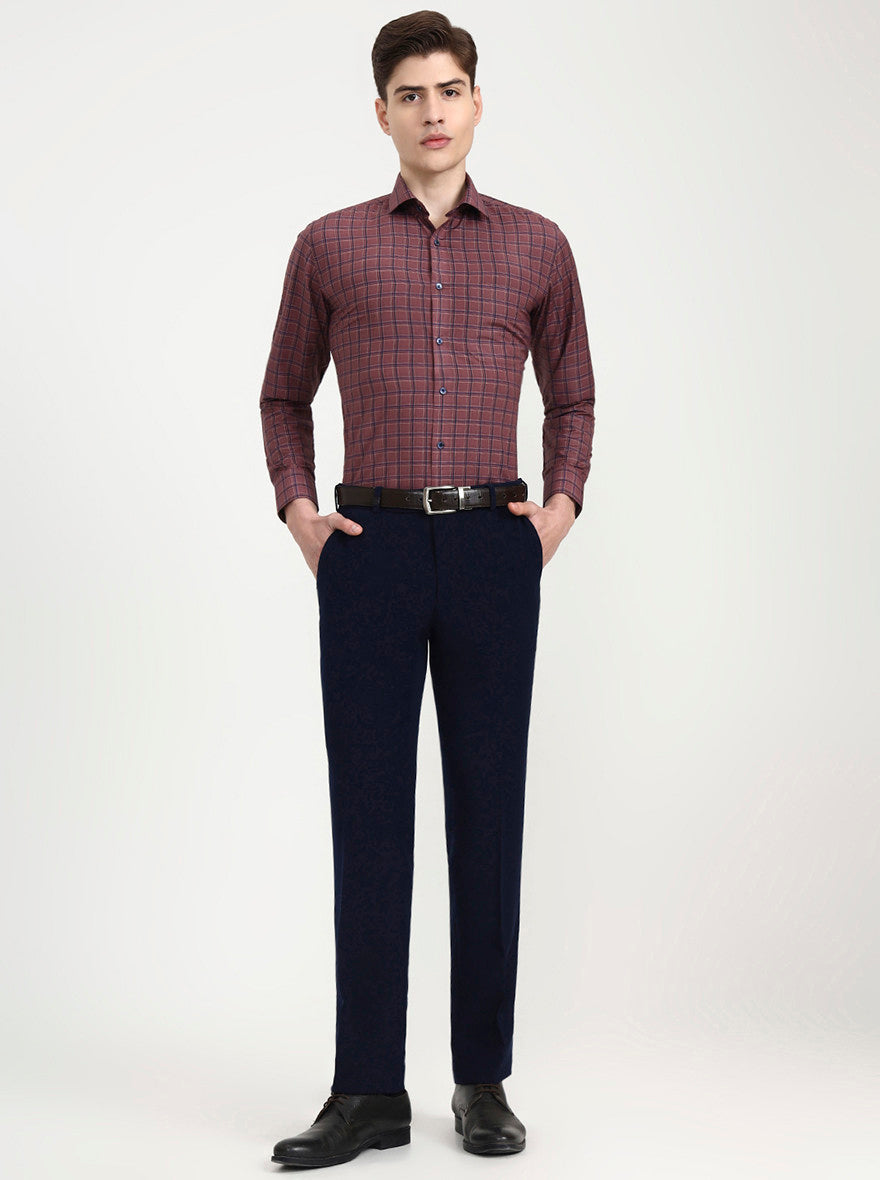 Blue Solid Slim Fit Club Wear Trouser | Wyre