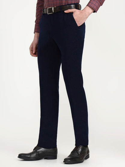 Blue Solid Slim Fit Club Wear Trouser | Wyre