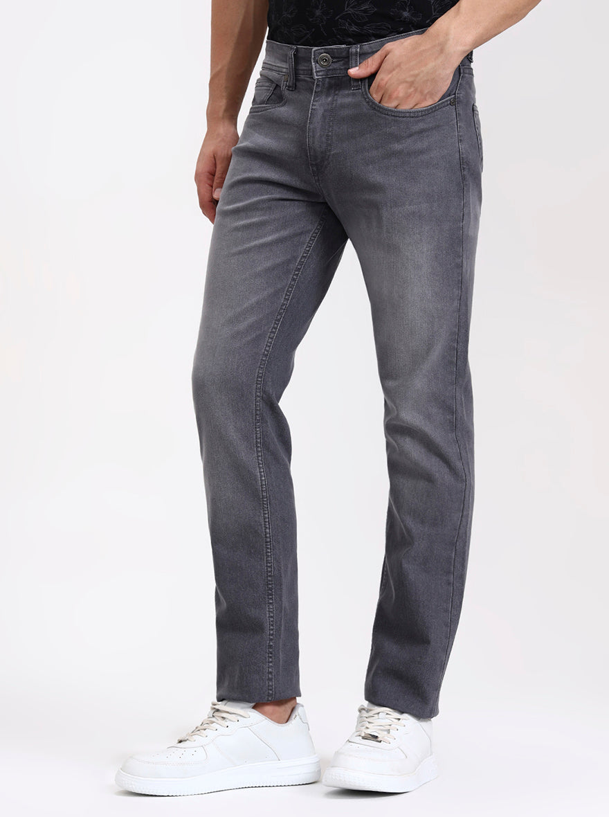Mid Grey Washed Straight Fit Jeans | Greenfibre