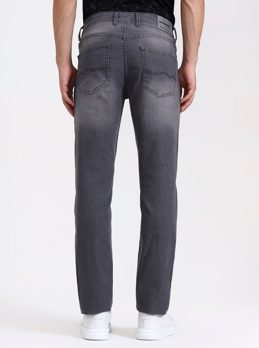 Mid Grey Washed Straight Fit Jeans | Greenfibre