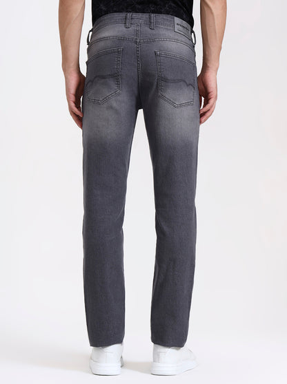 Mid Grey Washed Straight Fit Jeans | Greenfibre