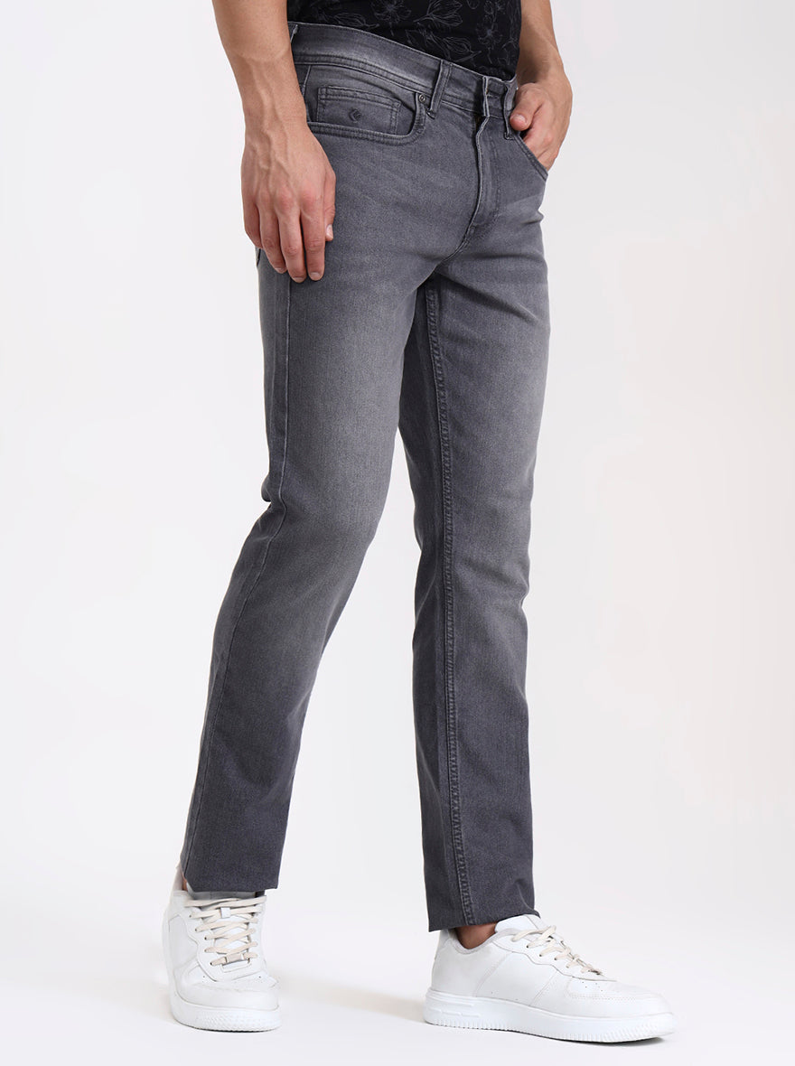 Mid Grey Washed Straight Fit Jeans | Greenfibre