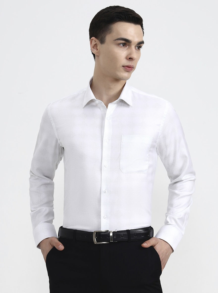 White & Base Pista Solid Slim Fit Formal Shirt | JadeBlue Youth